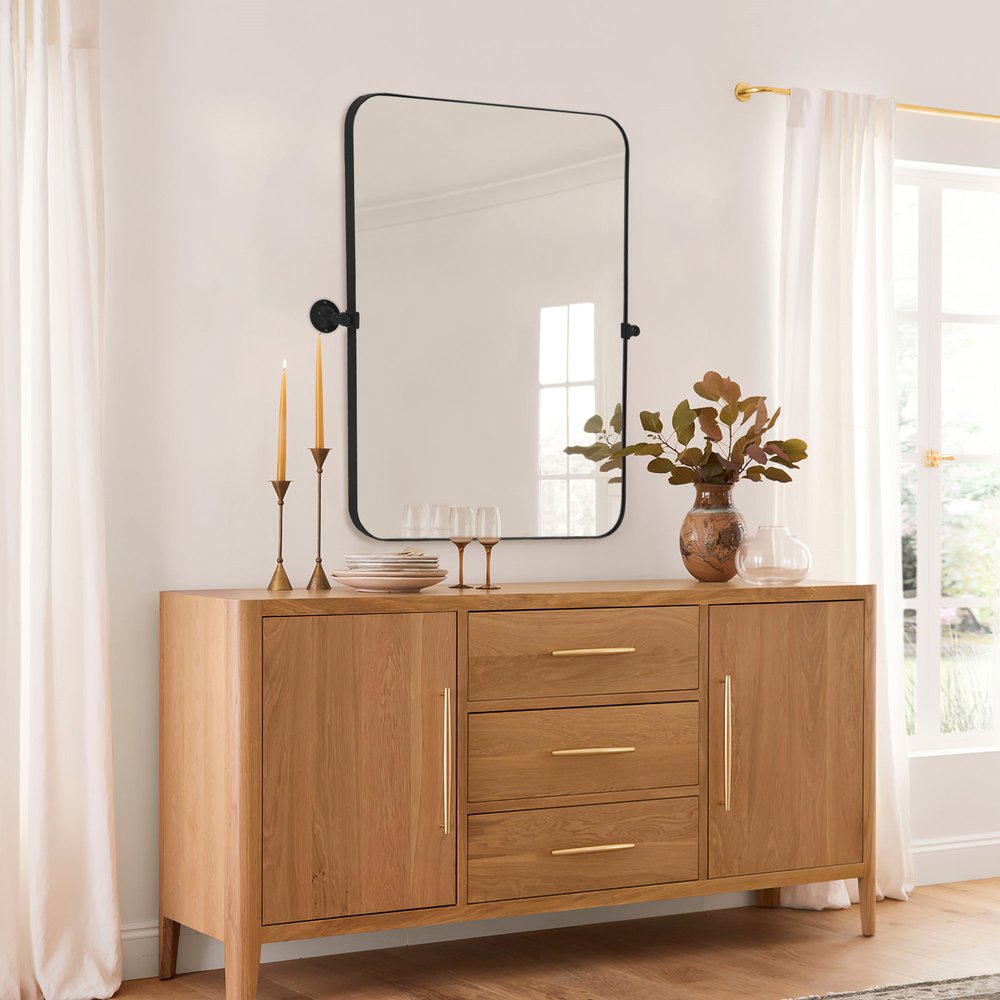Black Metal Tilting Framed Accent Mirror - 36-inch