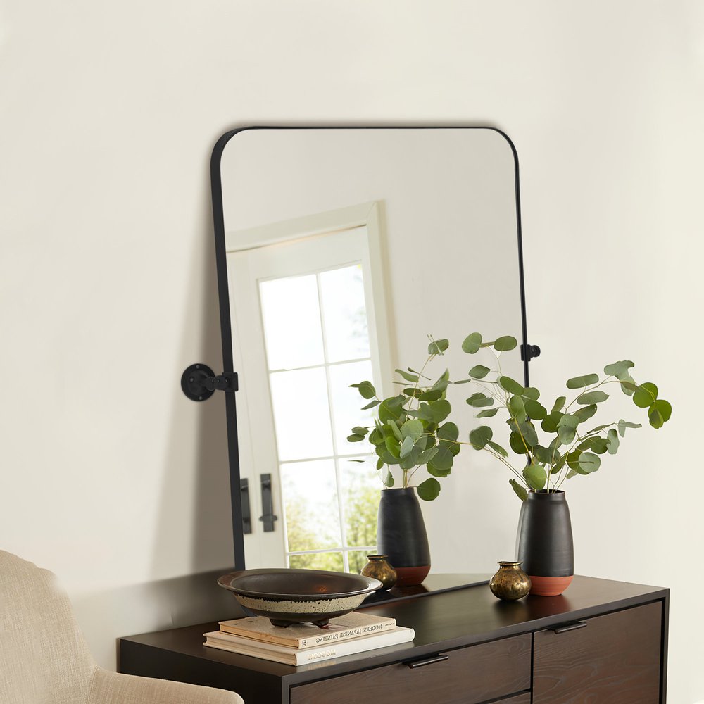 Black Metal Tilting Framed Accent Mirror - 36-inch
