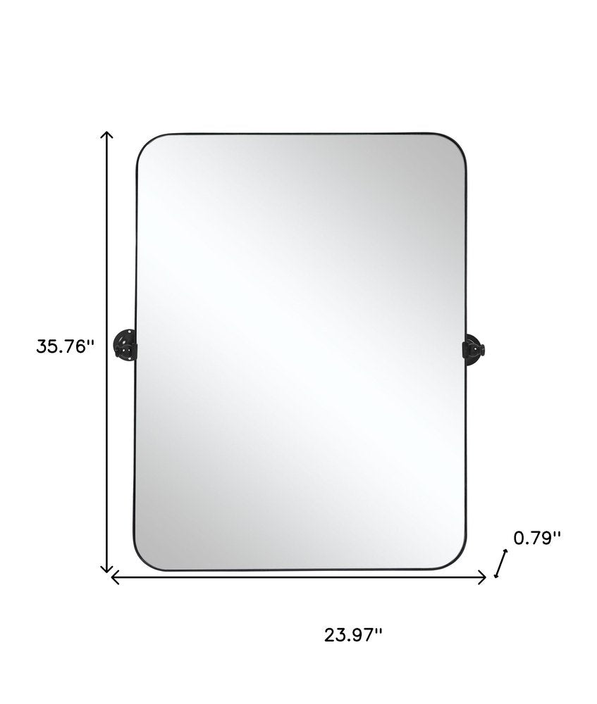 Black Metal Tilting Framed Accent Mirror - 36-inch