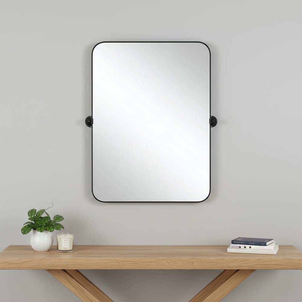 Black Metal Tilting Framed Accent Mirror - 36-inch