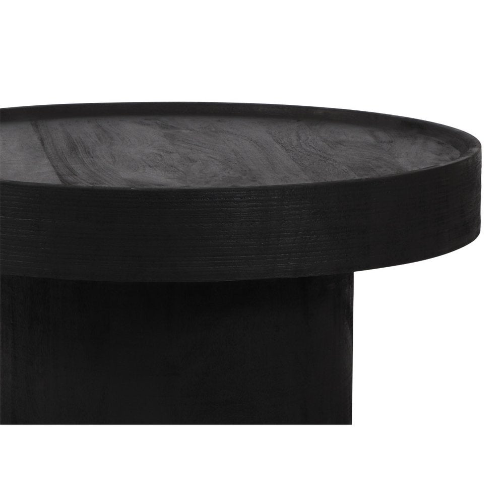 Black Solid Wood Round Pedestal Coffee Table - 28-inch