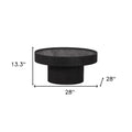 Black Solid Wood Round Pedestal Coffee Table - 28-inch
