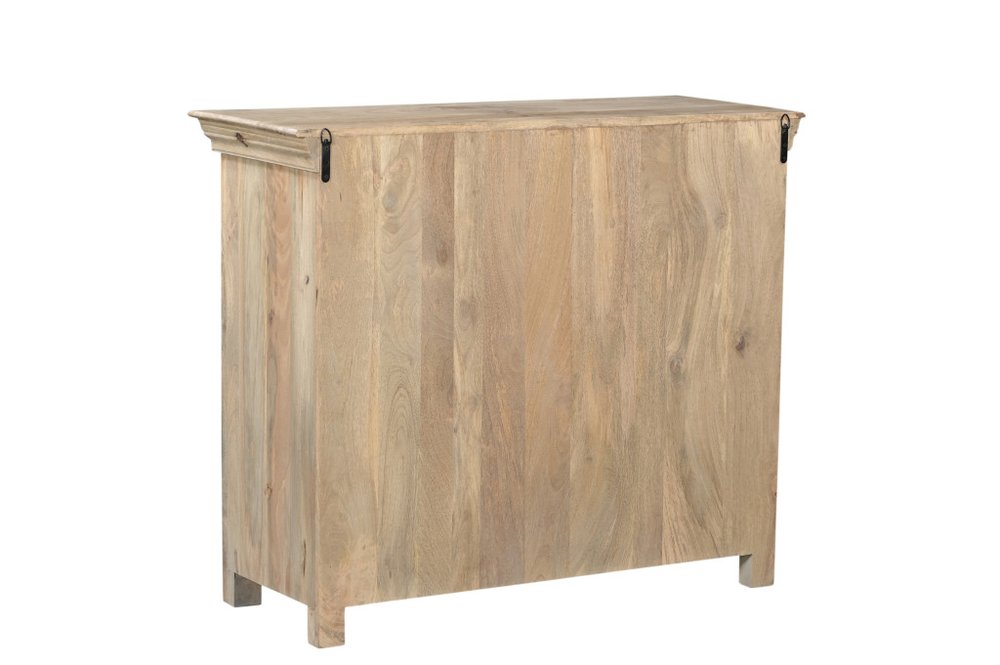 Black Distressed Solid Wood Carved Scrollwork Two Drawer Sideboard with Two Doors