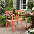 Set of Two Salmon Heavy Duty Plastic Outdoor Stacking Dining Chairs