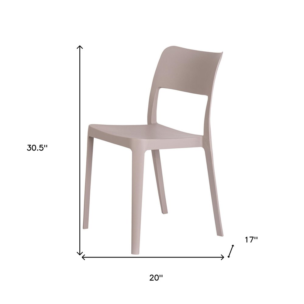 Set of Two Taupe Heavy Duty Plastic Outdoor Stacking Accent Chairs
