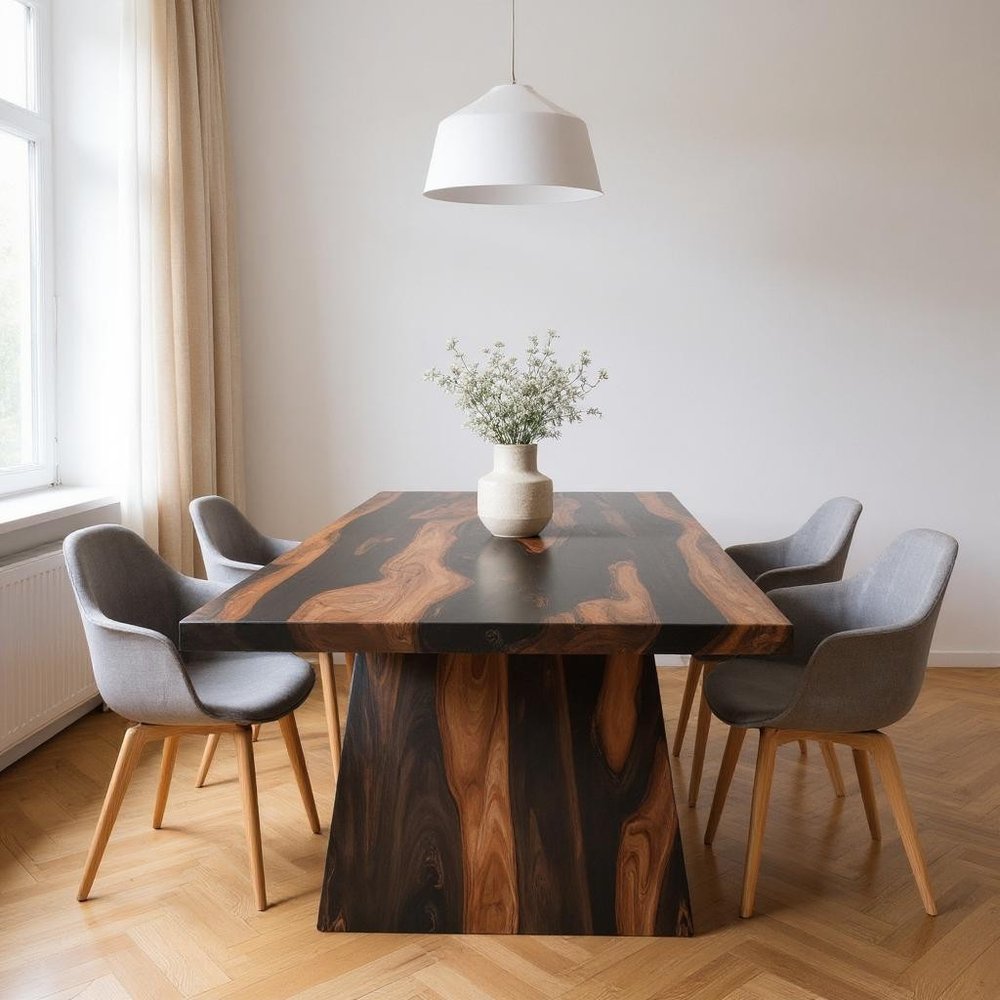 Brown Solid Wood Pedestal Base Dining Table - 75-inch
