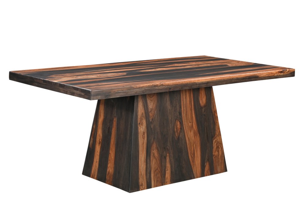 Brown Solid Wood Pedestal Base Dining Table - 75-inch