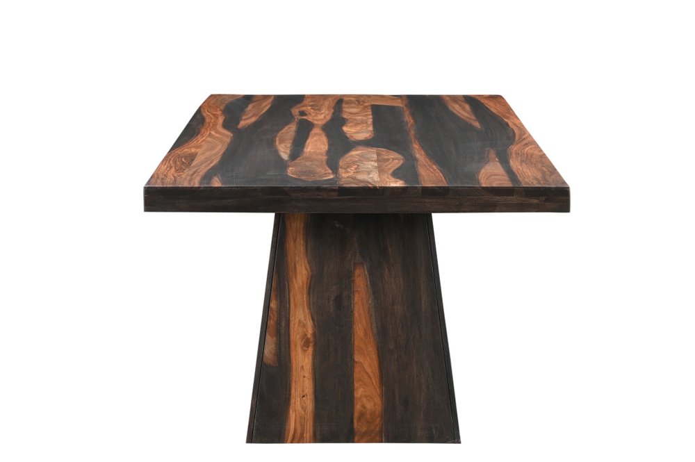 Brown Solid Wood Pedestal Base Dining Table - 75-inch