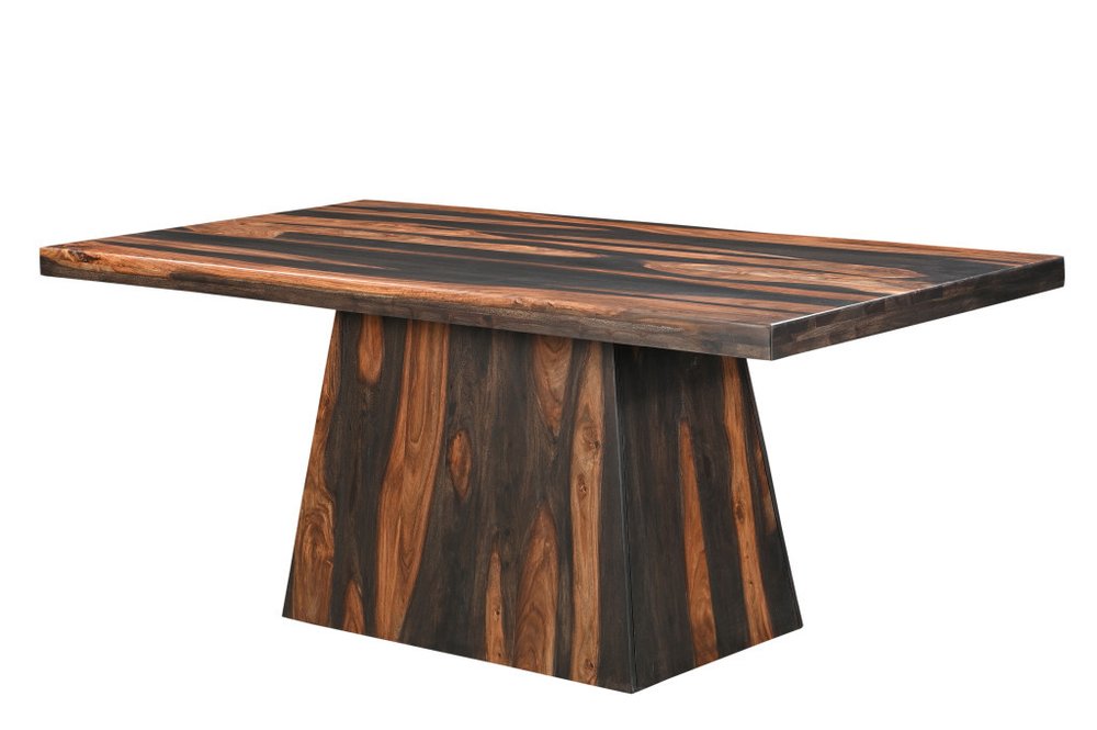 Brown Solid Wood Pedestal Base Dining Table - 75-inch
