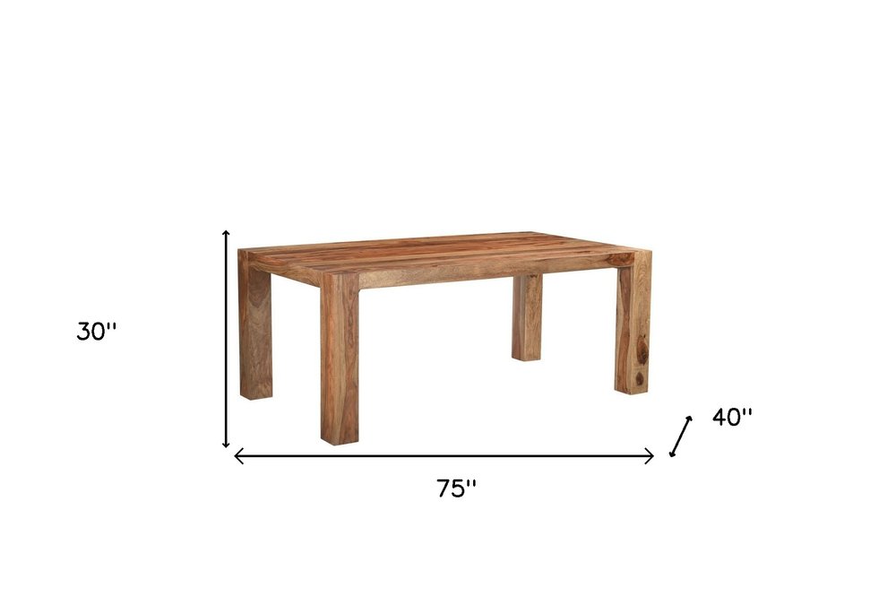 Brown Solid Wood Dining Table - 75-inch