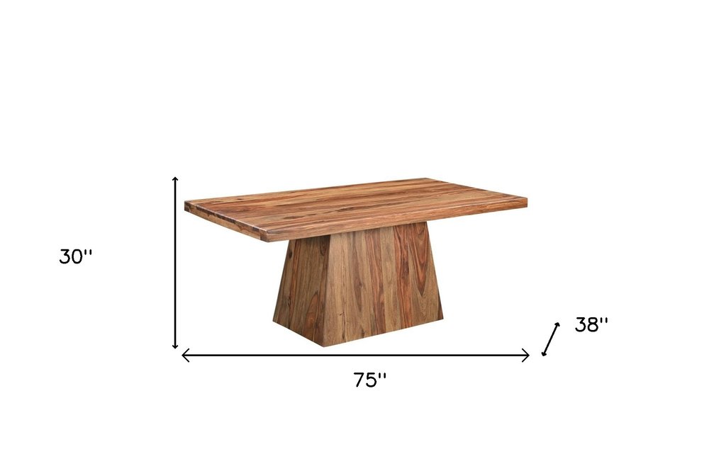 Brown Wood Pedestal Base Dining Table - 75-inch