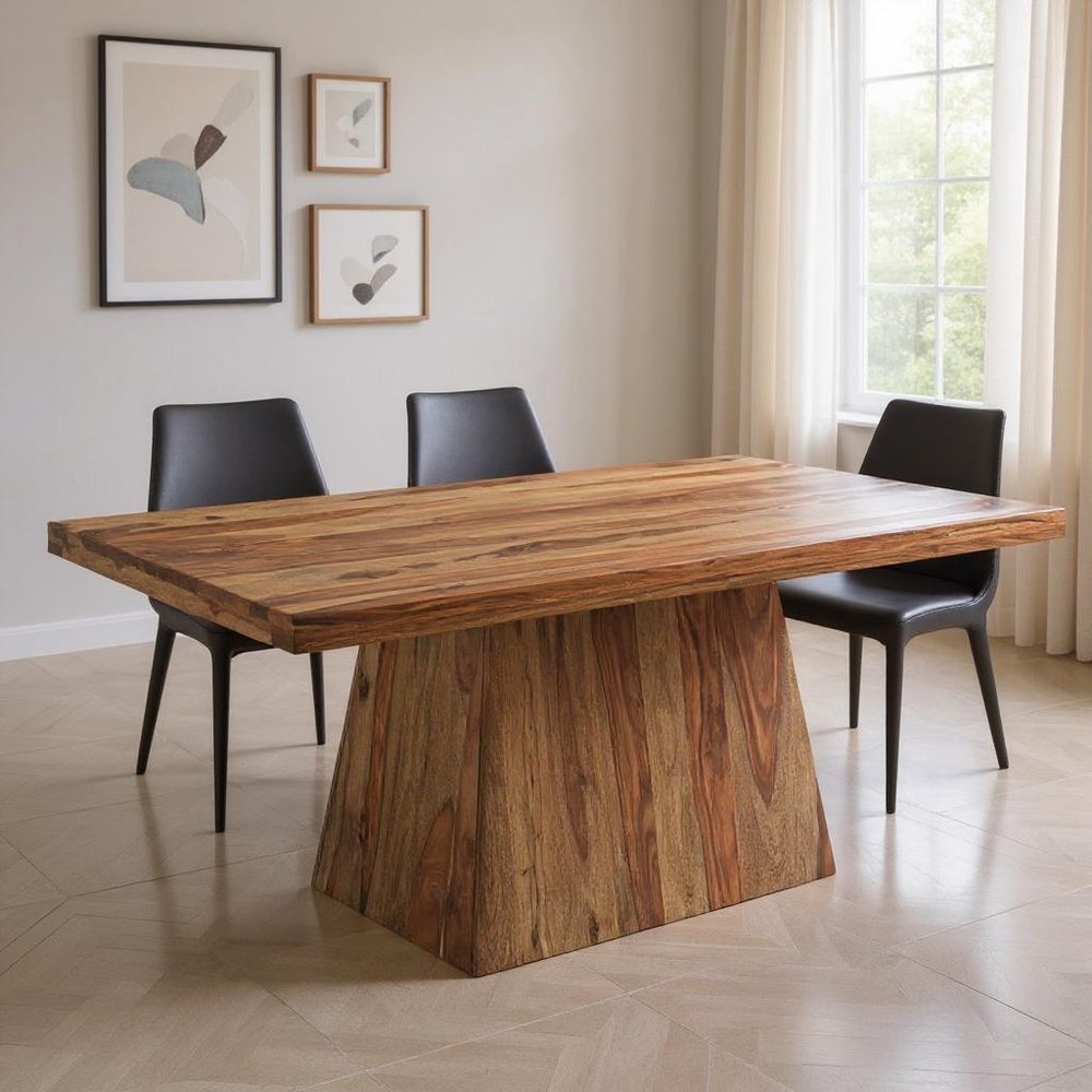 Brown Wood Pedestal Base Dining Table - 75-inch