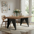Brown and Black Solid Wood and Iron Live Edge Dining Table - 80-inch