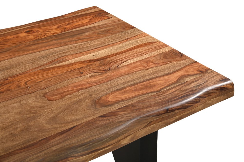 Brown and Black Solid Wood and Iron Live Edge Dining Table - 80-inch