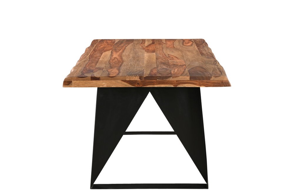 Brown and Black Solid Wood and Iron Live Edge Dining Table - 80-inch