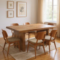 Brown Wood Double Pedestal Base Live Edge Dining Table - 74-inch