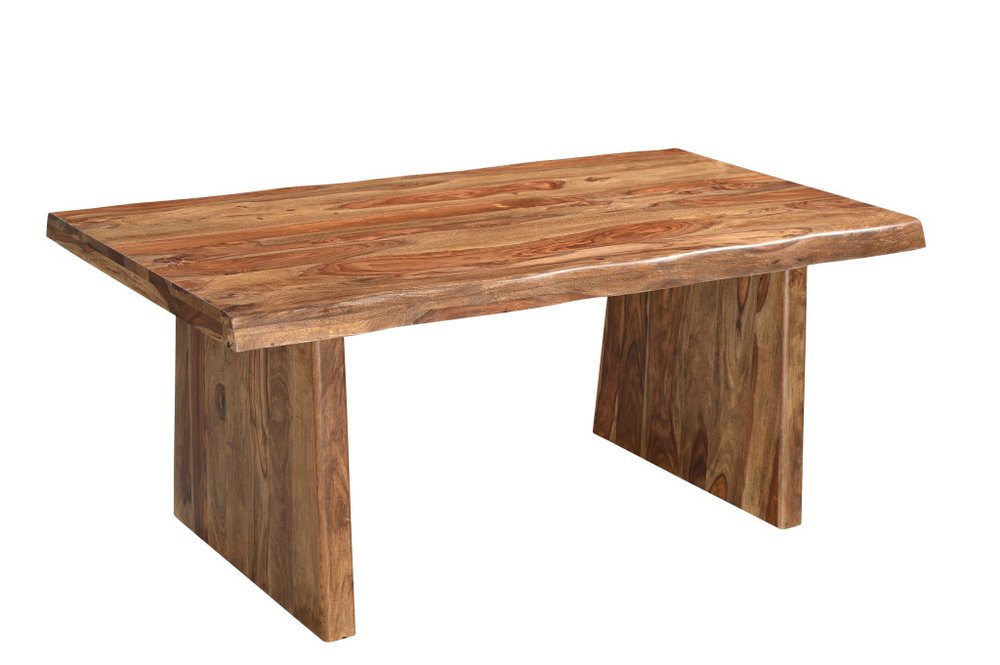 Brown Wood Double Pedestal Base Live Edge Dining Table - 74-inch