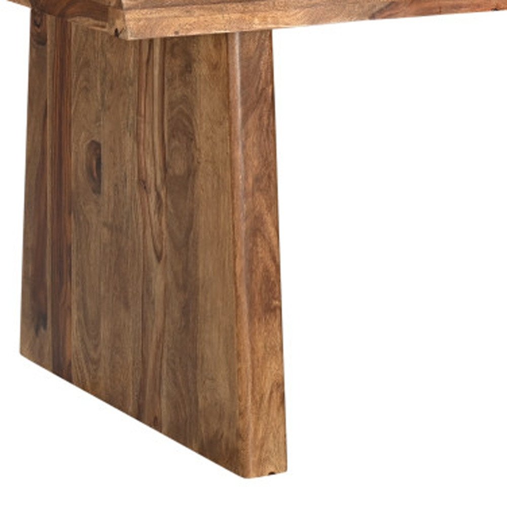 Brown Wood Double Pedestal Base Live Edge Dining Table - 74-inch