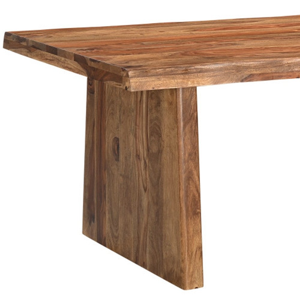 Brown Wood Double Pedestal Base Live Edge Dining Table - 74-inch