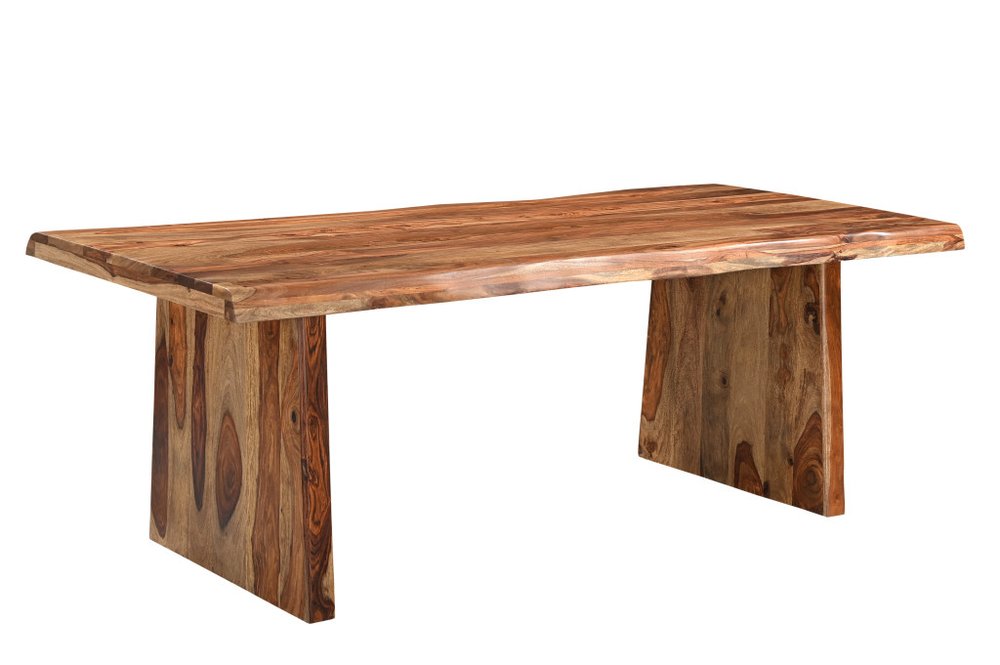 Brown Wood Double Pedestal Live Edge Dining Table - 86-inch