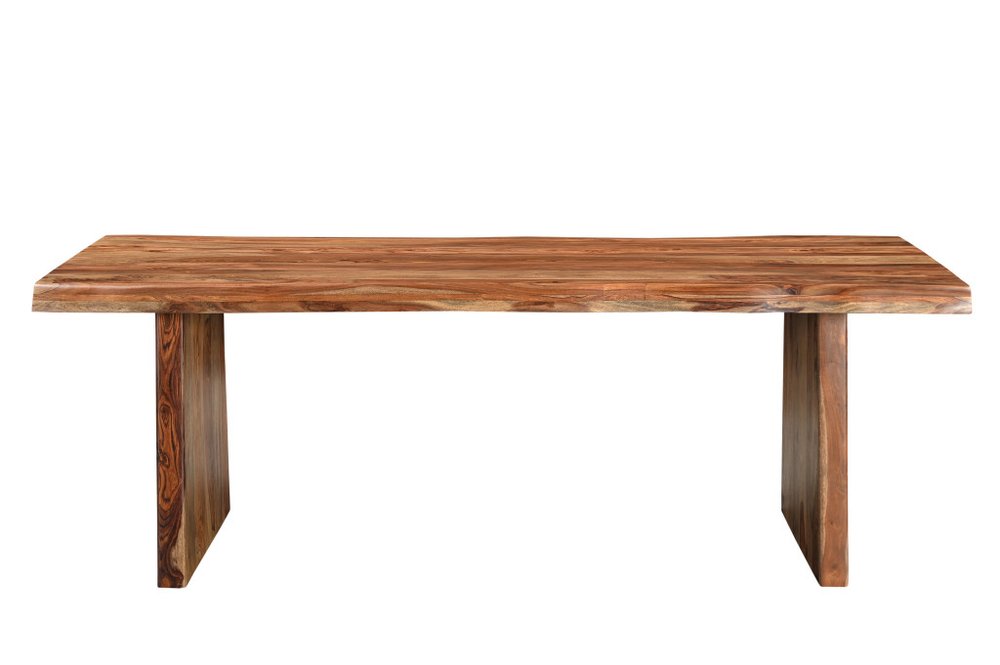 Brown Wood Double Pedestal Live Edge Dining Table - 86-inch