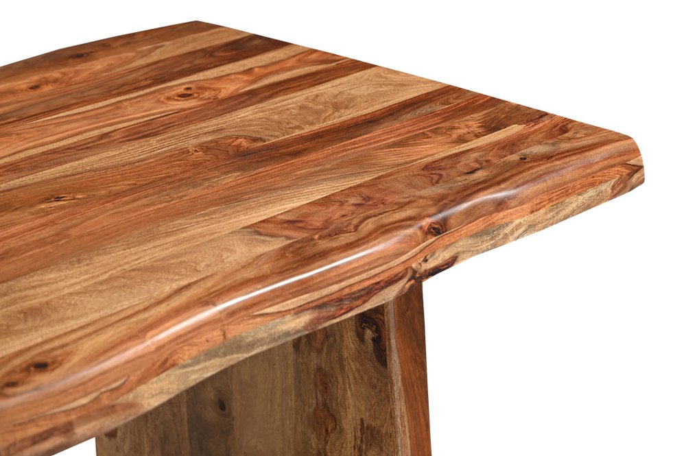 Brown Wood Double Pedestal Live Edge Dining Table - 86-inch