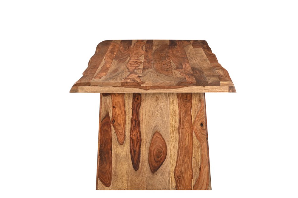 Brown Wood Double Pedestal Live Edge Dining Table - 86-inch