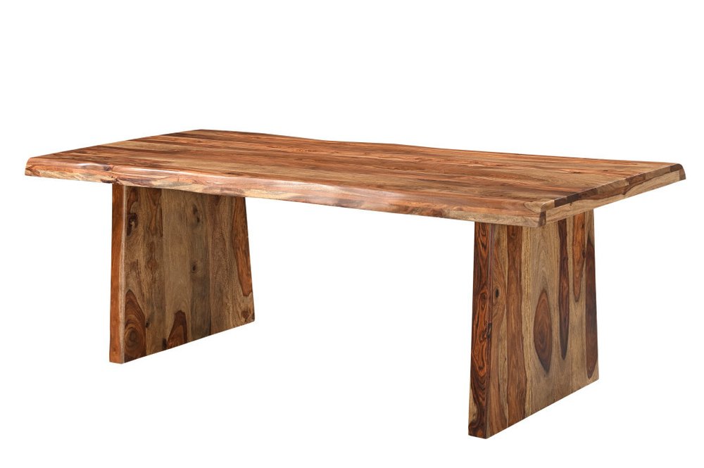 Brown Wood Double Pedestal Live Edge Dining Table - 86-inch