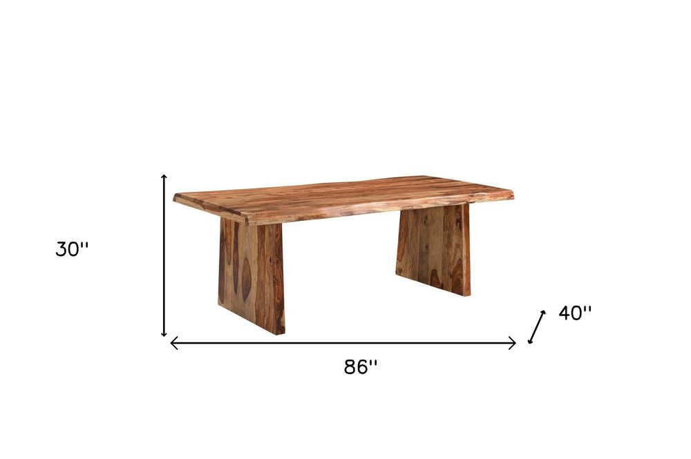 Brown Wood Double Pedestal Live Edge Dining Table - 86-inch