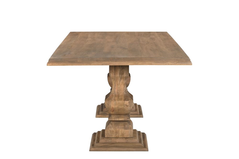 Brown Solid Wood Double Pedestal Base Dining Table - 96-inch