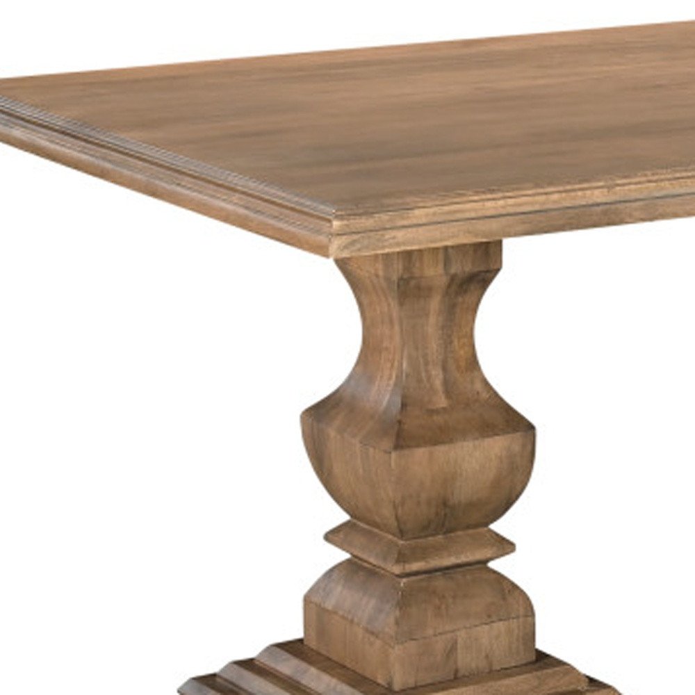 Brown Solid Wood Double Pedestal Base Dining Table - 96-inch
