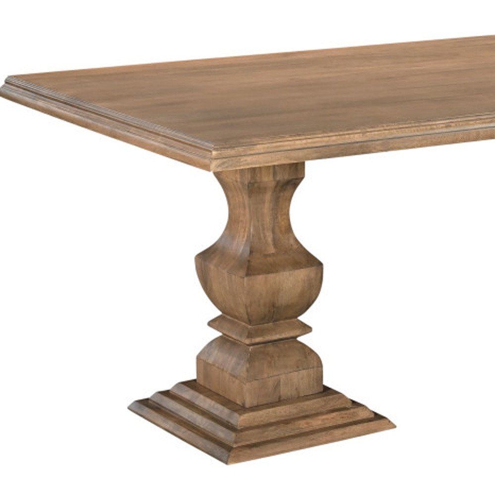Brown Solid Wood Double Pedestal Base Dining Table - 96-inch