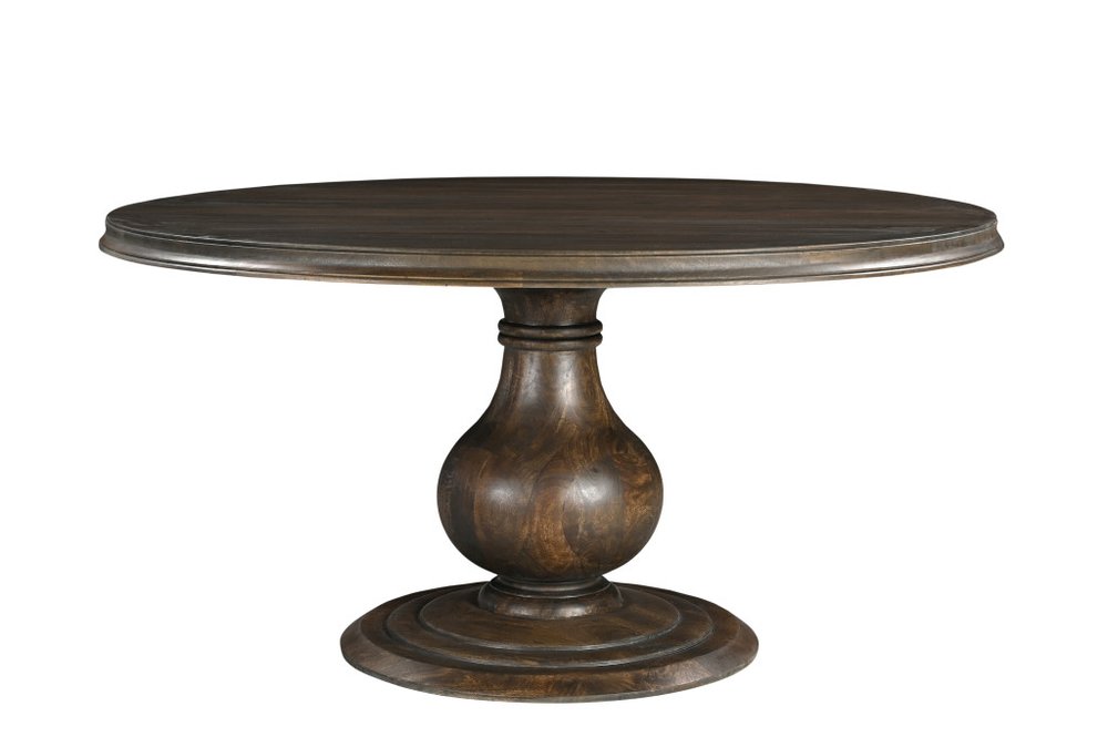 Brown Solid Wood Pedestal Base Round Top Dining Table - 60-inch
