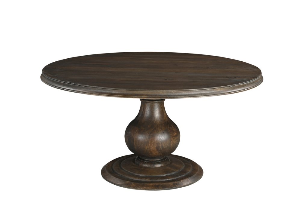 Brown Solid Wood Pedestal Base Round Top Dining Table - 60-inch