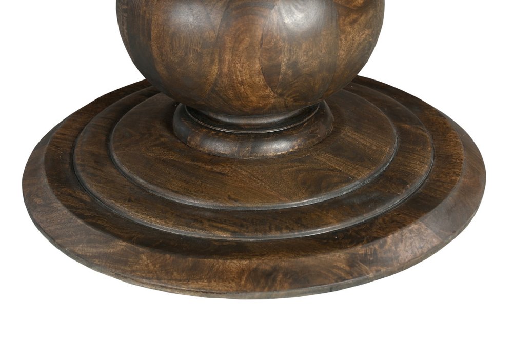 Brown Solid Wood Pedestal Base Round Top Dining Table - 60-inch