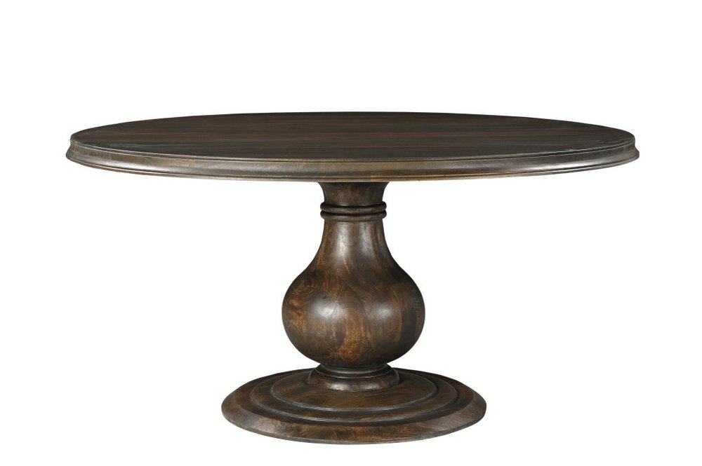 Brown Solid Wood Pedestal Base Round Top Dining Table - 60-inch