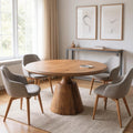 Natural Wood Pedestal Base Round Top Dining Table - 48-inch