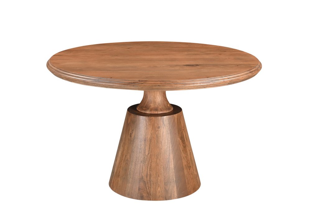 Natural Wood Pedestal Base Round Top Dining Table - 48-inch
