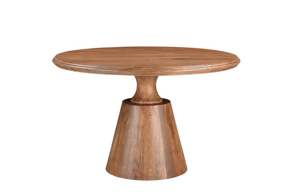 Natural Wood Pedestal Base Round Top Dining Table - 48-inch