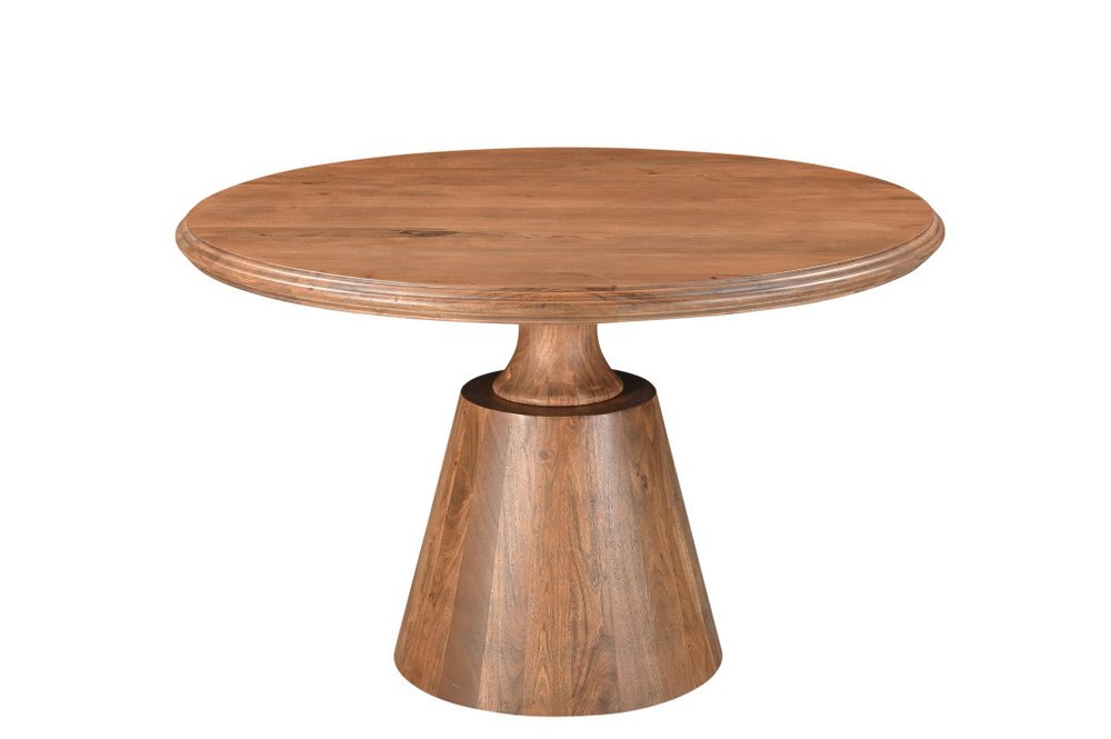 Natural Wood Pedestal Base Round Top Dining Table - 48-inch