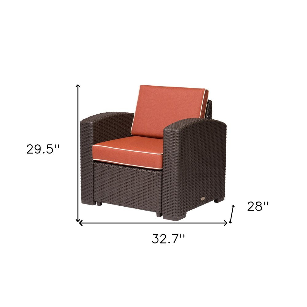 Red Heavy Duty Plastic Outdoor Accent Chair with Red Cushion - 33-inch