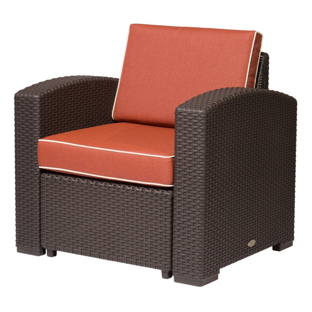Red Heavy Duty Plastic Outdoor Accent Chair with Red Cushion - 33-inch