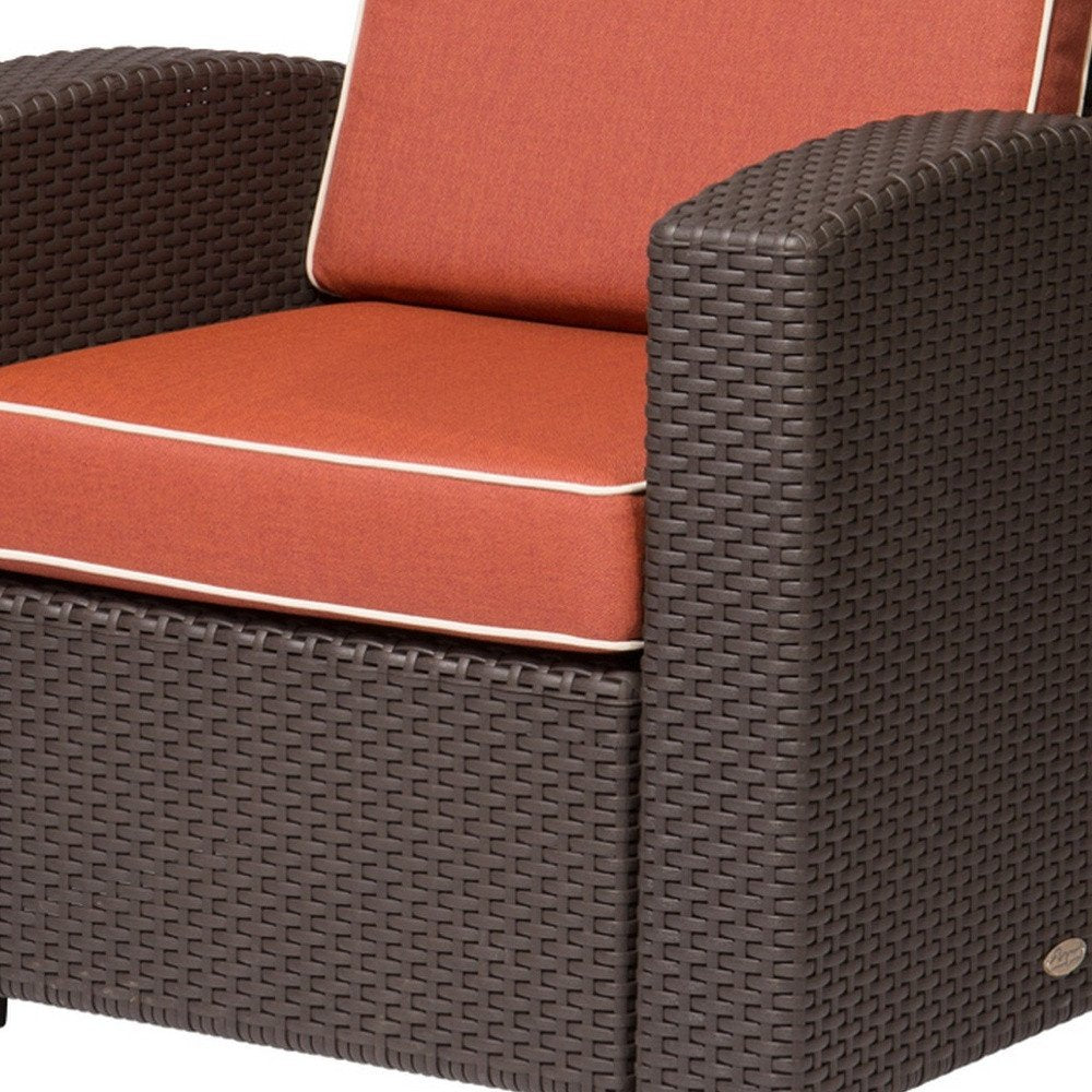 Red Heavy Duty Plastic Outdoor Accent Chair with Red Cushion - 33-inch