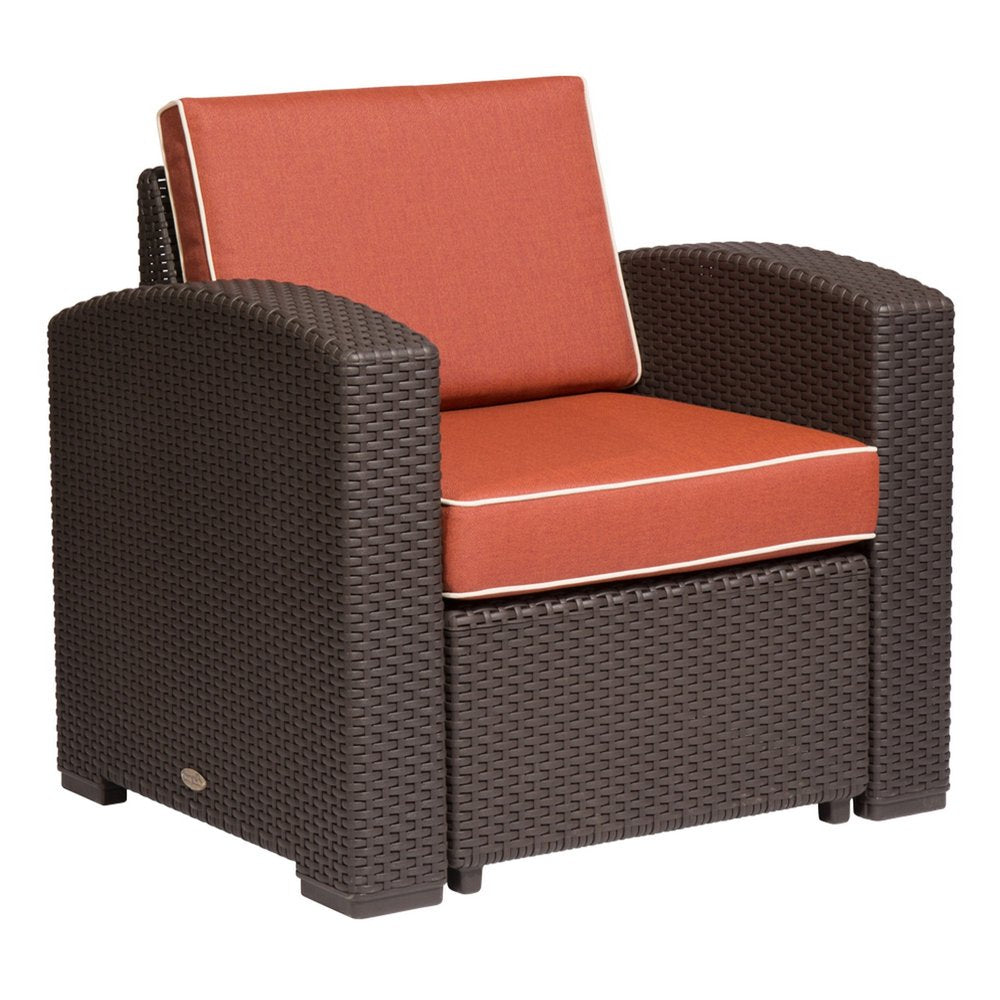 Red Heavy Duty Plastic Outdoor Accent Chair with Red Cushion - 33-inch