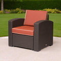 Red Heavy Duty Plastic Outdoor Accent Chair with Red Cushion - 33-inch