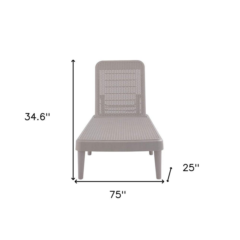 Taupe Heavy Duty Plastic Outdoor Stacking Chaise Lounge - 75-inch