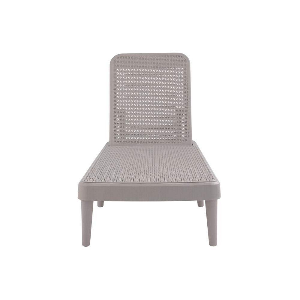 Taupe Heavy Duty Plastic Outdoor Stacking Chaise Lounge - 75-inch