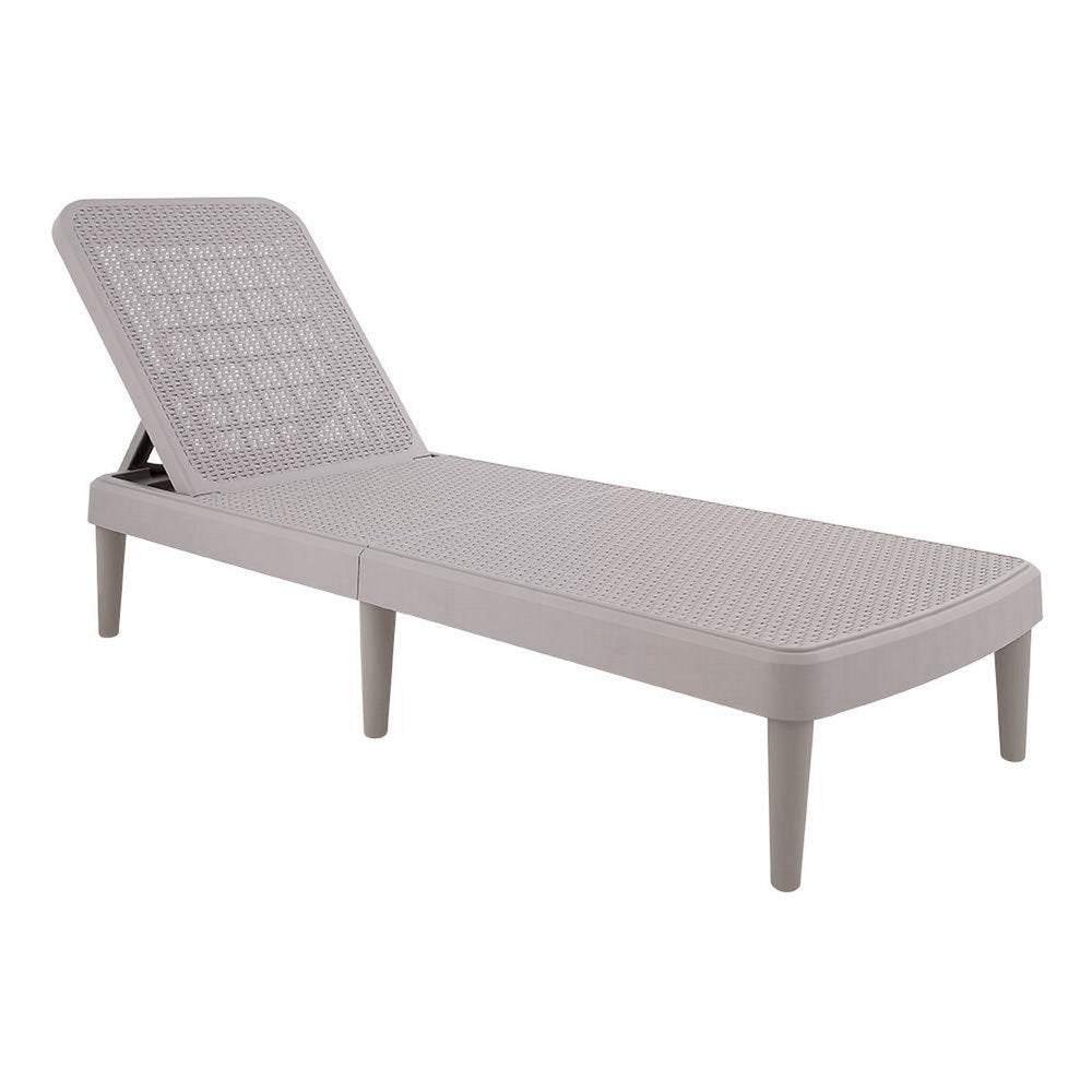 Taupe Heavy Duty Plastic Outdoor Stacking Chaise Lounge - 75-inch