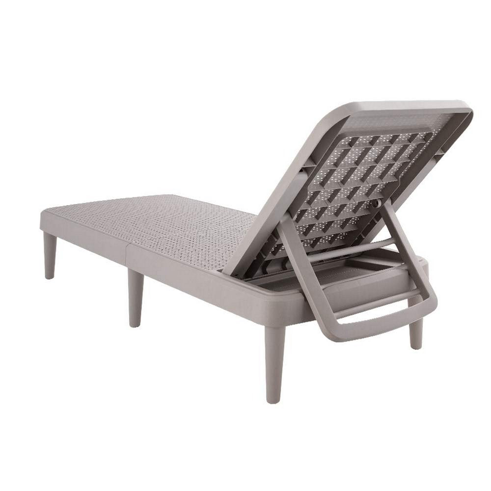 Taupe Heavy Duty Plastic Outdoor Stacking Chaise Lounge - 75-inch