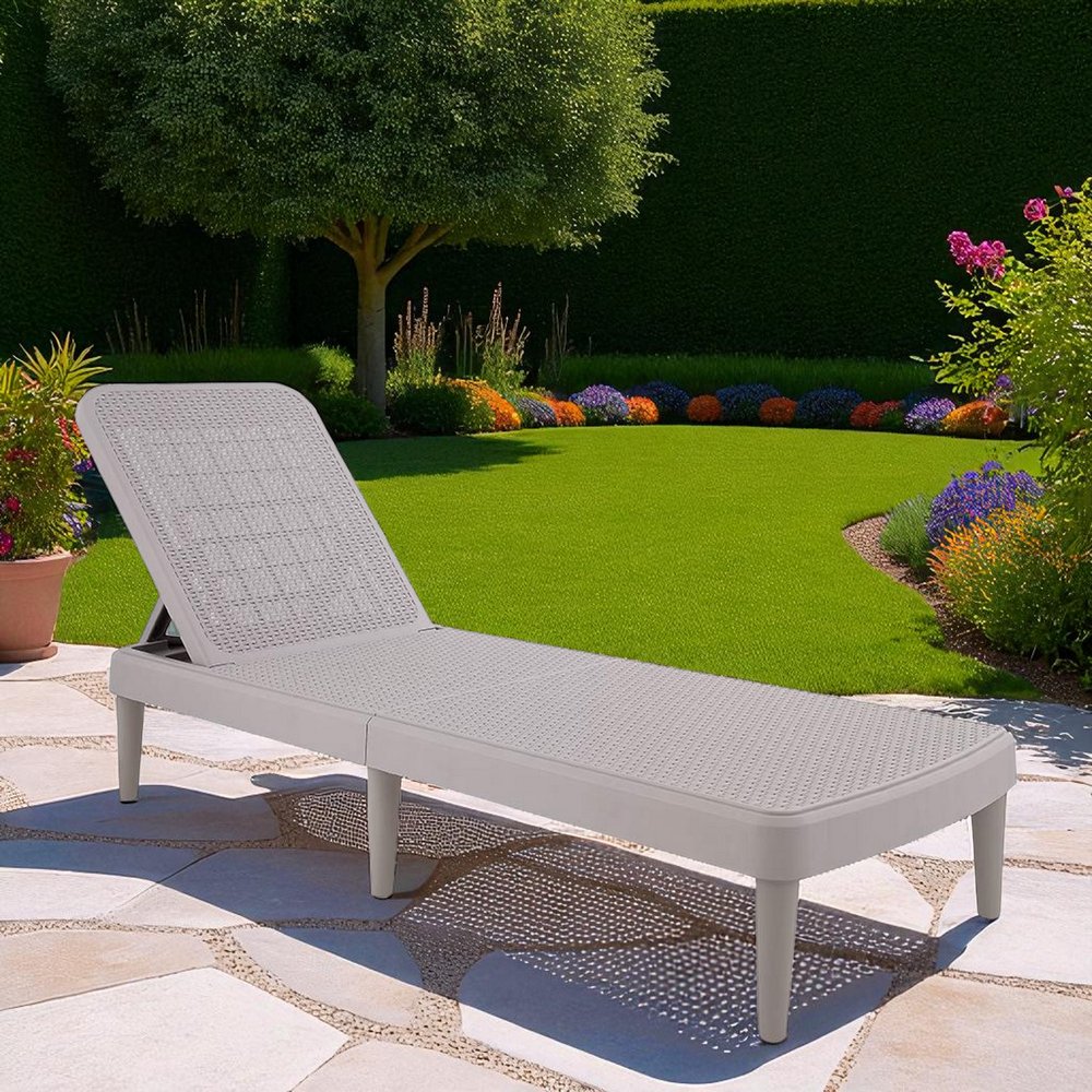 Taupe Heavy Duty Plastic Outdoor Stacking Chaise Lounge - 75-inch